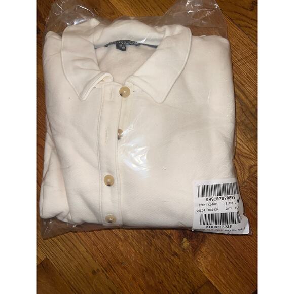 J. Crew Heritage Fleece Polo Sweatshirt Ivory size Medium - Picture 5 of 5